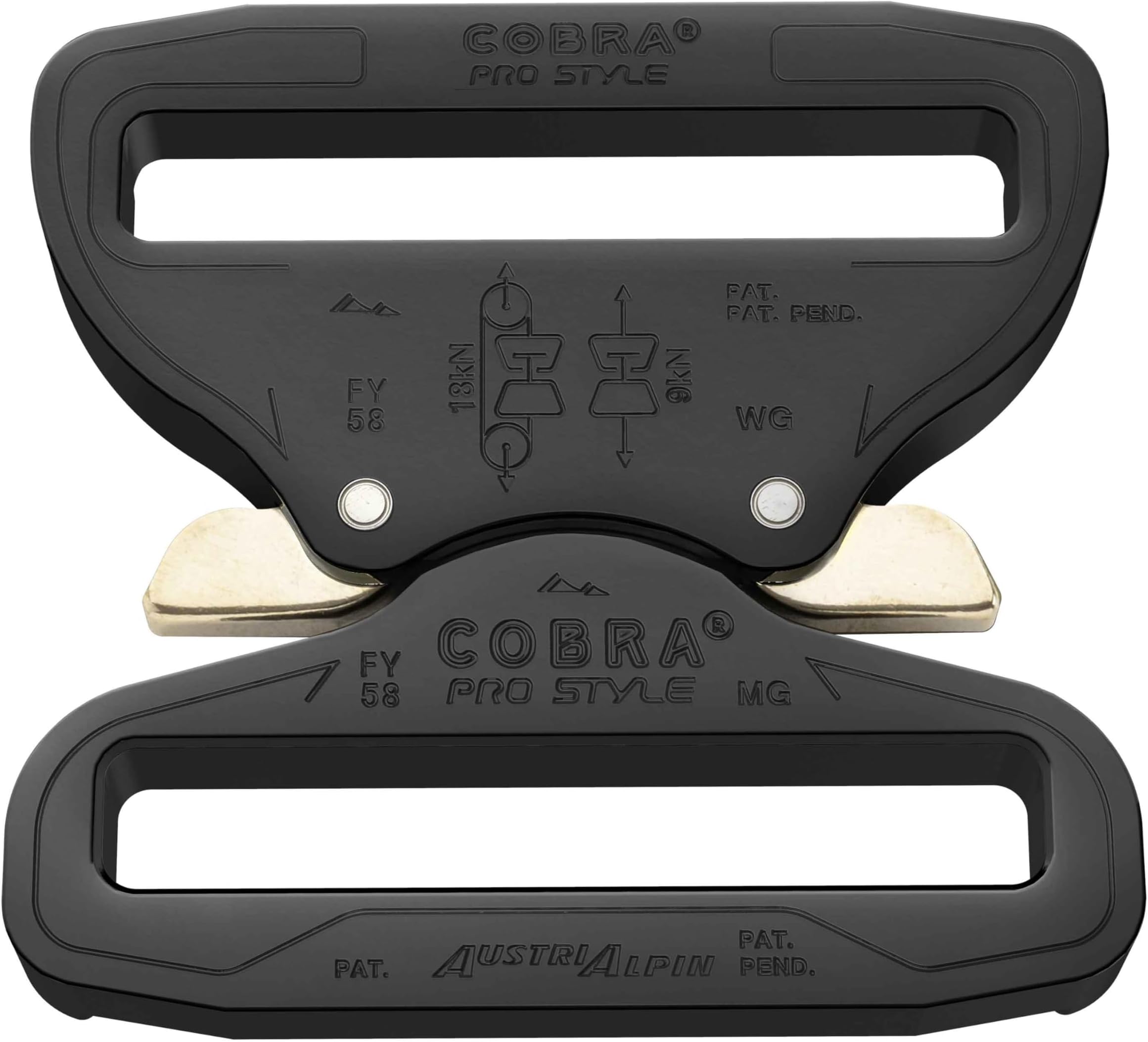 2.25" 58mm Fixed COBRA ProStyle Quick Release Duty Belt Buckle, Ktl Black, 58 mm