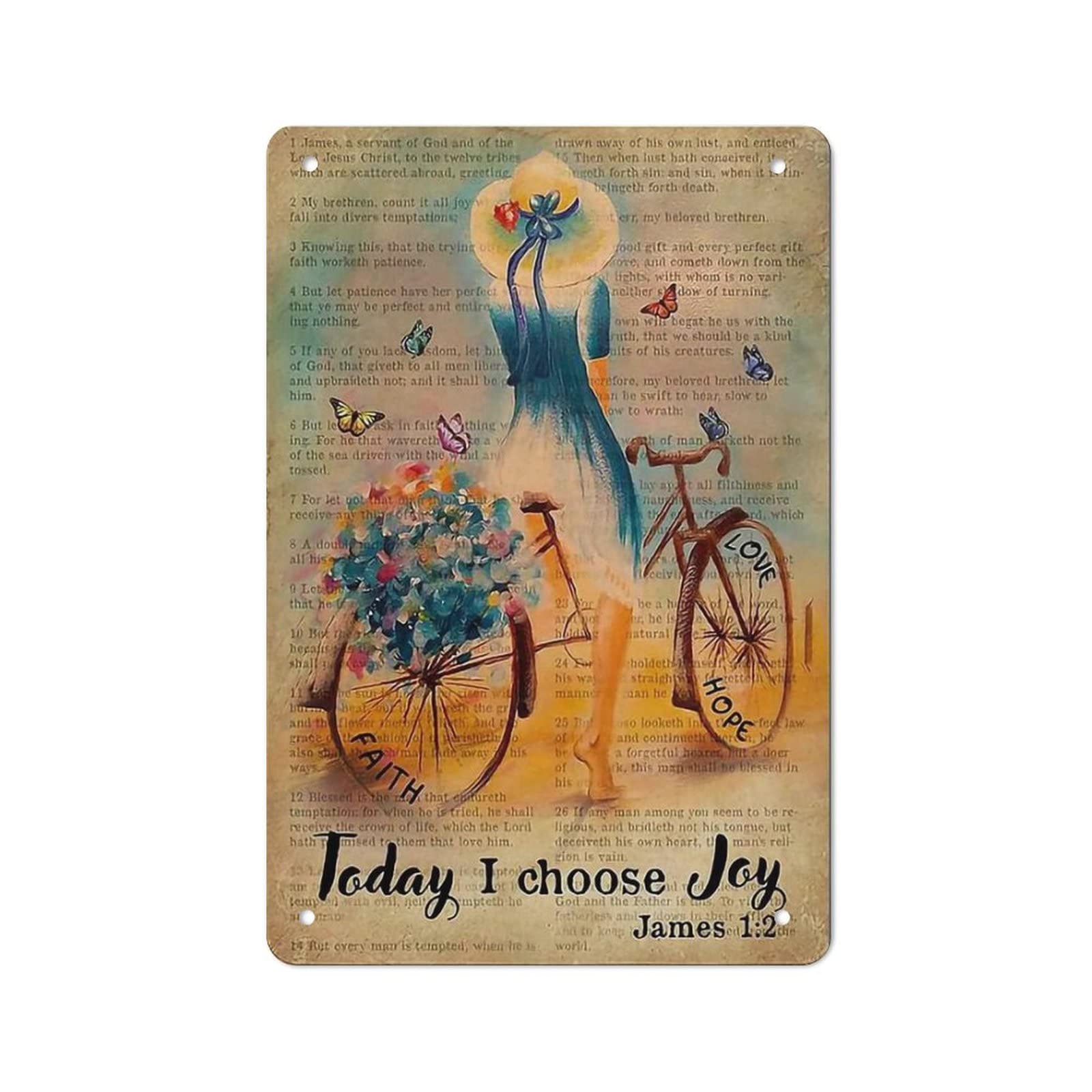 AOOEDM Today I Choose Joy Vintage Metal Sign Wall Decor Metal Plaque for Cafe Bar Pub Home Beer Retro Poster 12x8 Inch