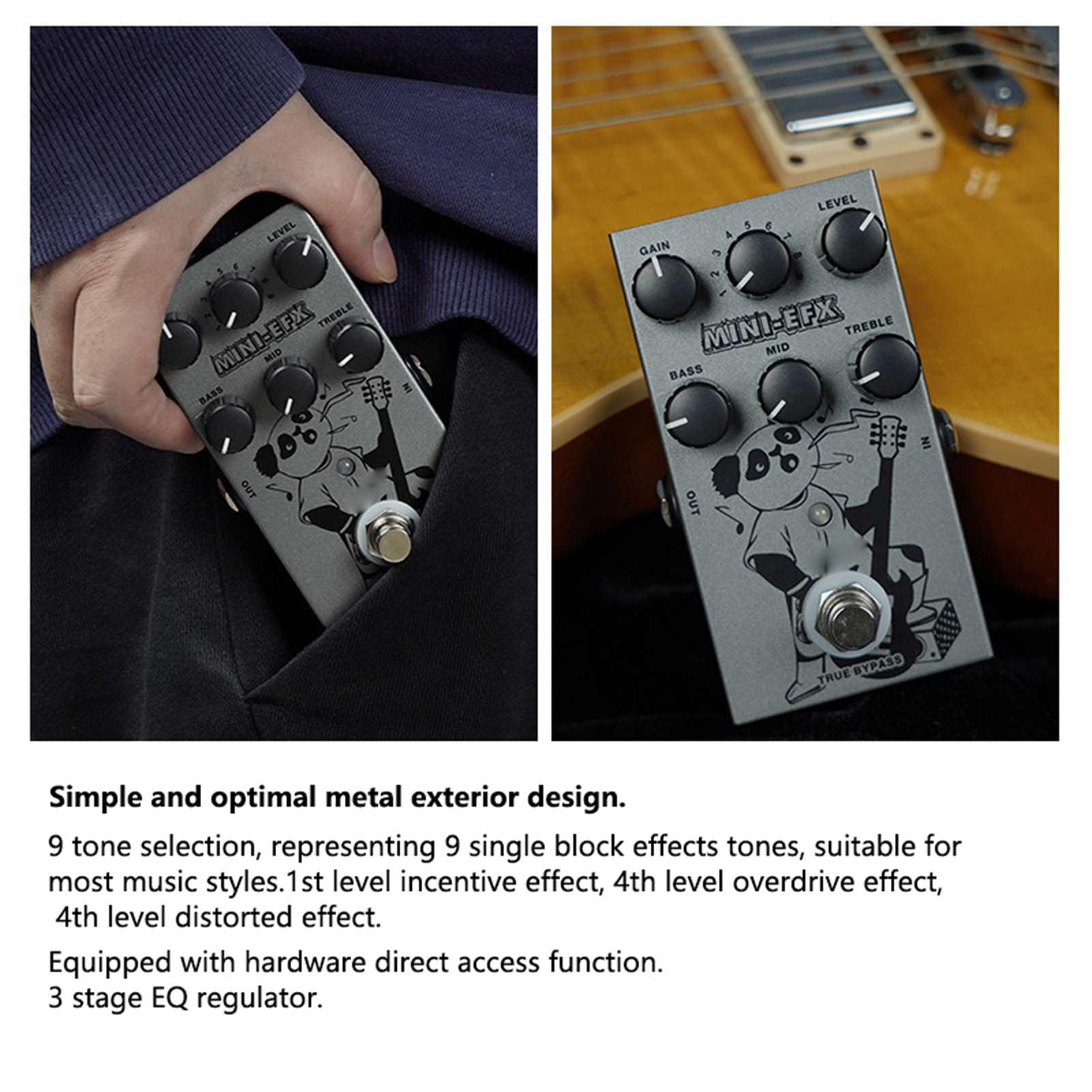 aqxreight Mini Pedale Effetto per Chitarra Design Compatto 9 Toni Versatili Prestazioni Migliorate per Musicisti di Chitarra Elettrica Esplora il Tuo Strumento Musicale Sonoro