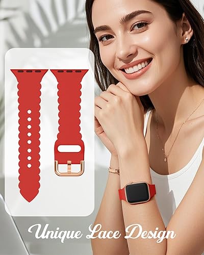 Miniatura 2 de Sunnywoo Correa de silicona de encaje compatible con correas de Apple Watch de 1.575 in, 1.614 in, 1.496 in, 1.732 in, 1.654 in, 1.772 in, 1.929 in,