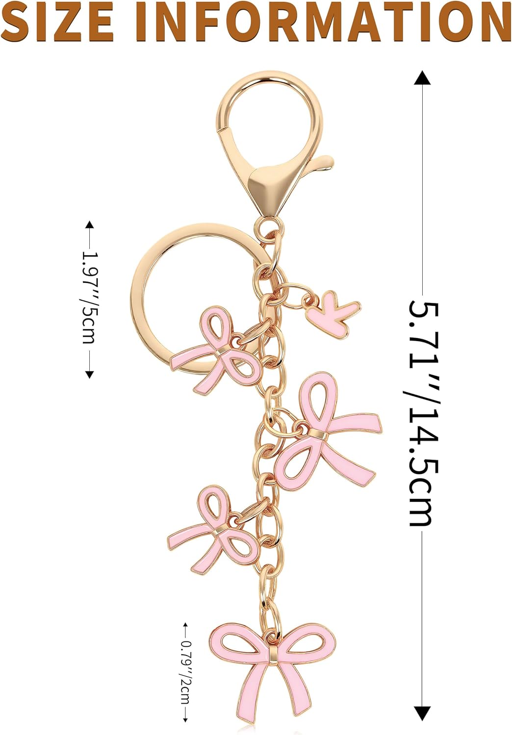 Bow Purse Charms Keychain - Pink Bow Alphabet Letter Key Chain, Bag Charms Wallet - Image 7