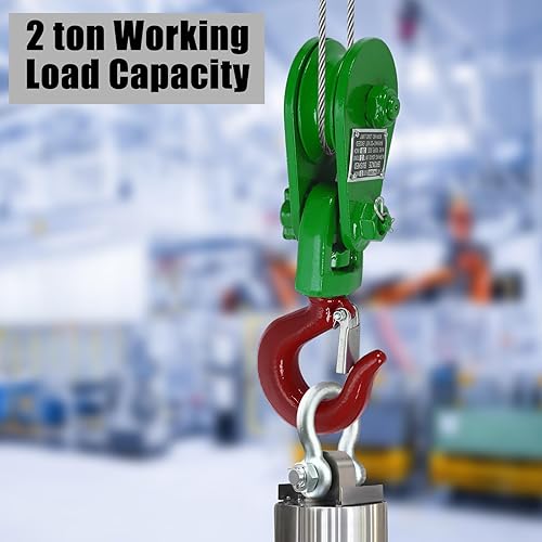 Miniatura 10 de Bloque de arranque de 8 toneladas con gancho giratorio para polea de 6 pulgadas, cuerda de alambre de 34 pulgadas para camión de remolque de