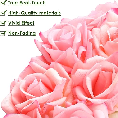 Miniatura 21 de Eyamumo Flores falsas, rosas artificiales de seda sintética al tacto real para decoración de bricolaje, fiesta de boda, decoración de oficina