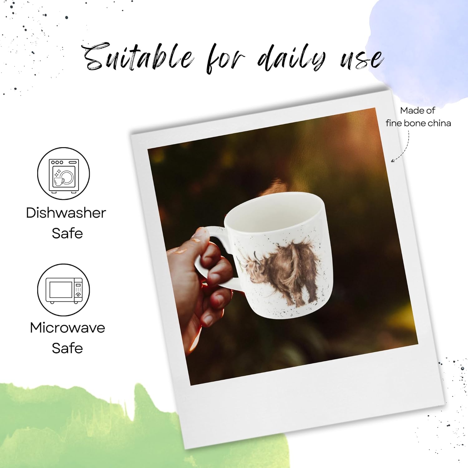 Royal Worcester Wrendale Designs 14 oz Mug, Daisy Coo - Fine Bone China with Cow Motif - Woodland Themed Tea Mug for Cozy Cottagecore Homes - Safe Ceramic Drinkware for Daily Use - Image 7