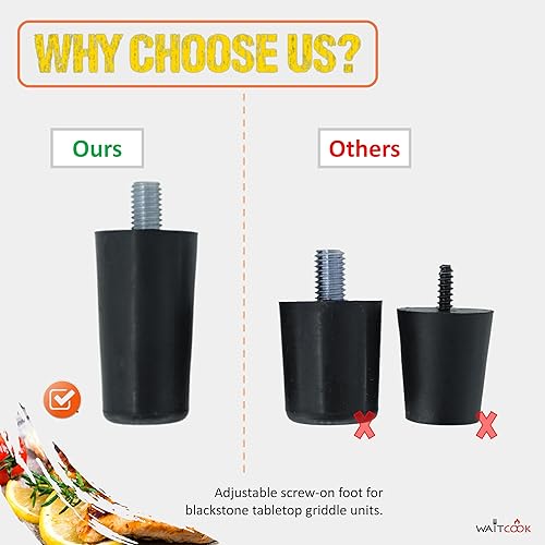 Miniatura 3 de Pie estabilizador largo para plancha de mesa Blackstone de 17 y 22 pulgadas, pies de goma y tuerca para piezas de repuesto de parrilla Blackstone