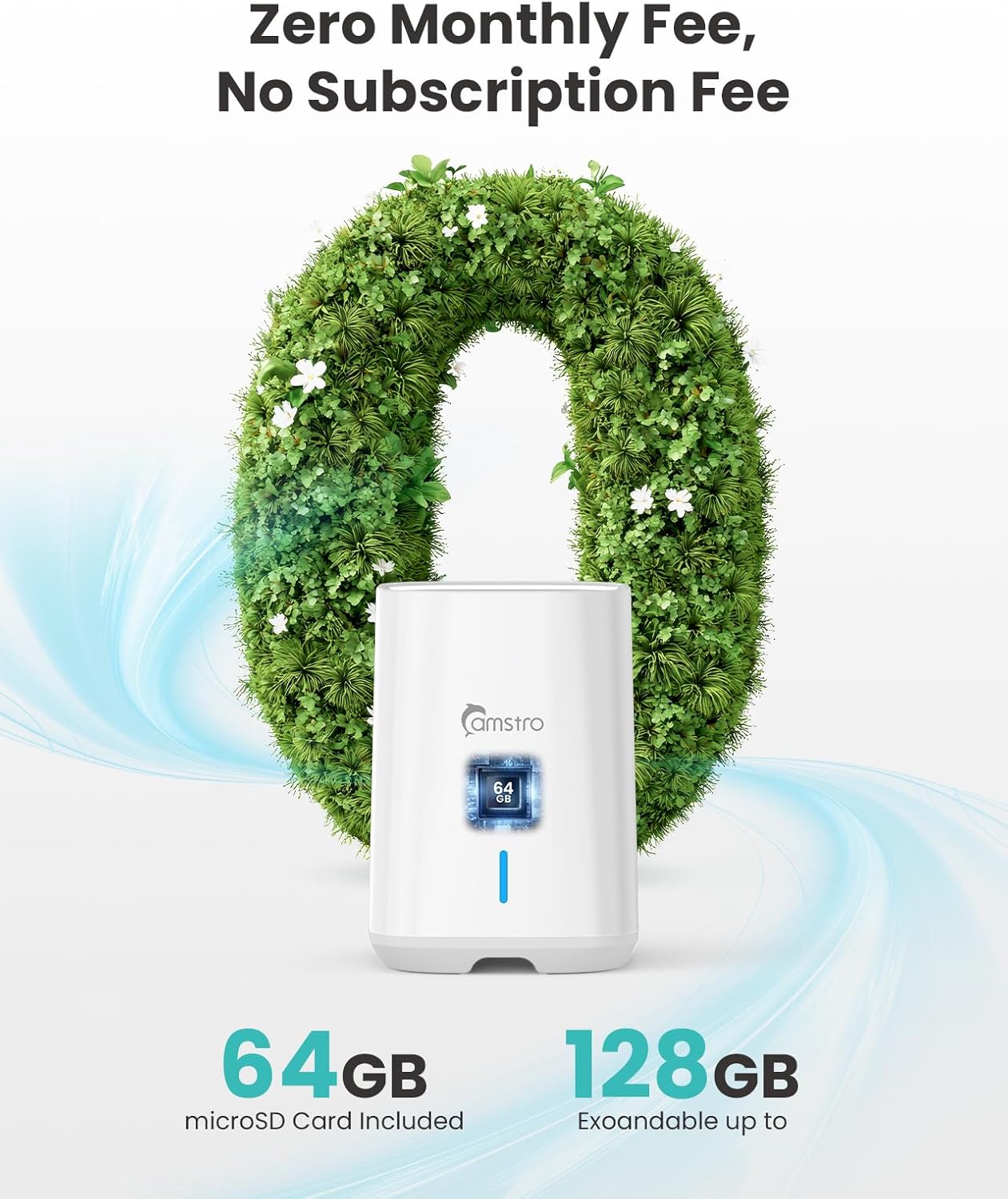 4K Security Cameras Wireless Outdoor No Subscription, 360° PTZ Home Security Cameras System, 64G Local Storage HomeBase, Human/Vehicle/Pet Recognition AI, Color Night Vision, 4 Cam-Kit