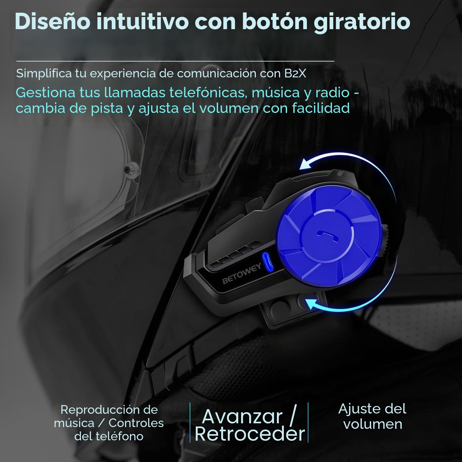 B2X Intercomunicador Casco Moto, Manos Libres Moto con Alcance de Intercomunicador de 800 Metros, Música, Radio FM y GPS - Doble