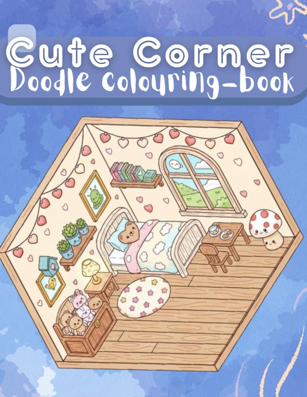 Cute cornor doodles drawing book: Kids and adult coloring book ,size 8.5×11inches ,54 illustrations, kawaii-style doodle drawing, easy and strees relief drawing
