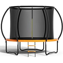 Zevemomo 8FT 10FT 12FT 14FT 16FT Trampoline Outdoor for Kids & Adults | Pumpkin Trampolines with Safety Net, Ladder, Galvanized Anti-Rust Coating, ASTM Approved Large Backyard Trampoline for Kids