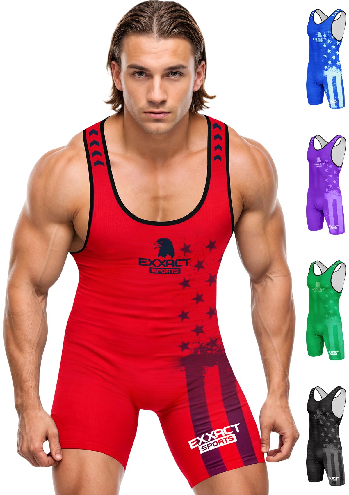 Exxact Sports Sublimated Men's Wrestling Singlet, High-Performance Powerlifting Singlet, Wrestling Singlets for Men