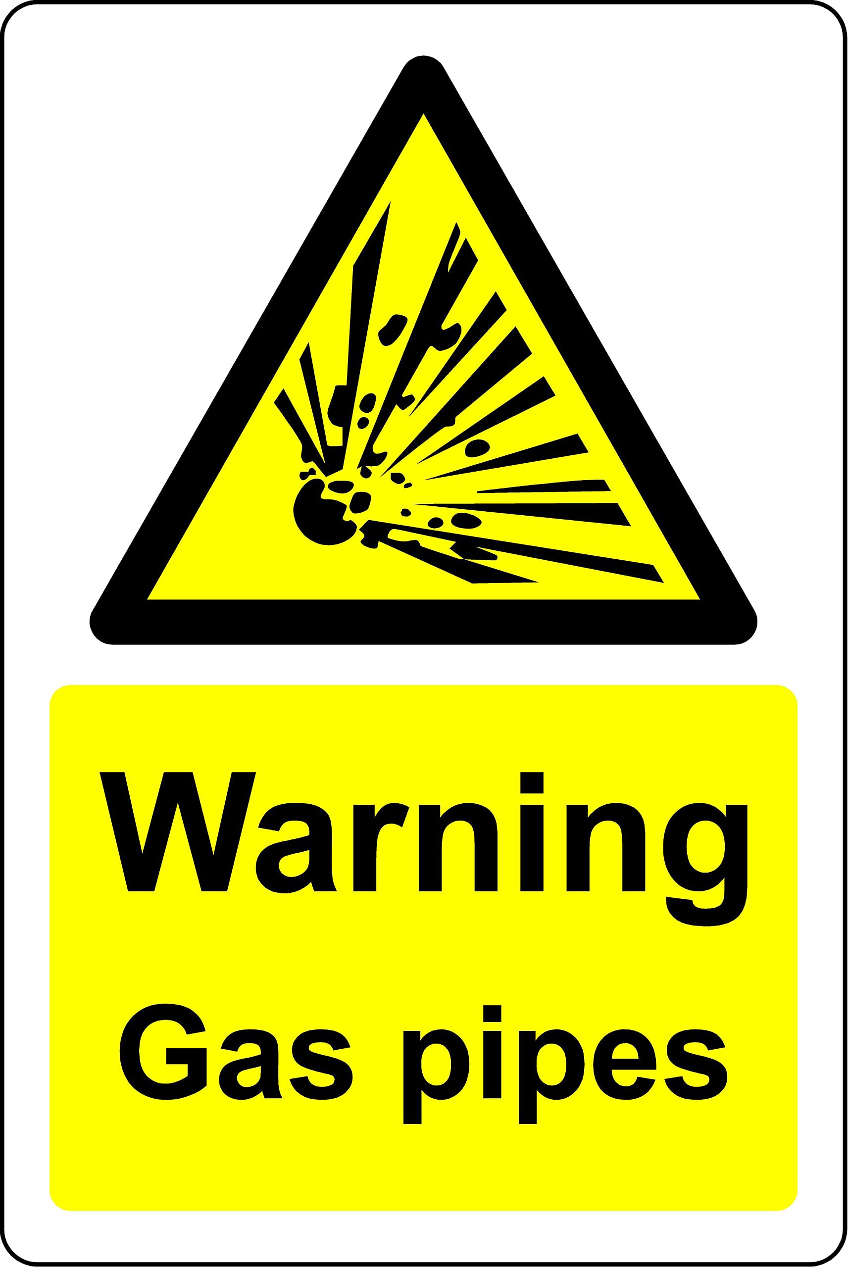 Warning gas pipes identification location Safety signs - 1mm Plastic sign (400mm x 300mm)