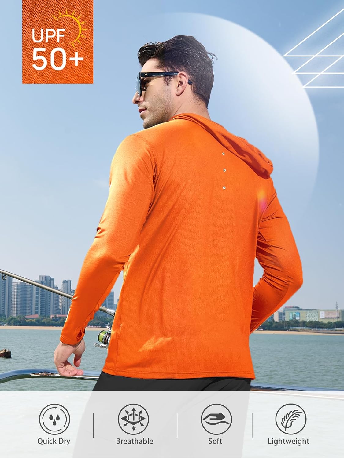 NORTHYARD Men's Sun Protection Shirt UPF 50+ Hoodie Long Sleeve Fishing Swim Rash Guard Shirts UV SPF Lightweight Running - Image 3