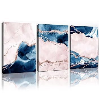 Amazon.co.jp: ピンク ブルー マーブル ウォールアート 抽象的