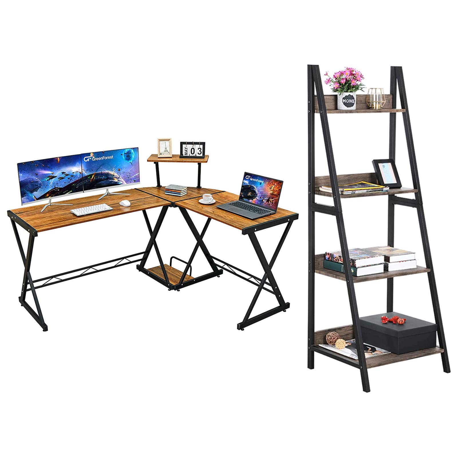 Buy GreenForest L Shaped Desk 58” Reversible Corner Computer Desk with