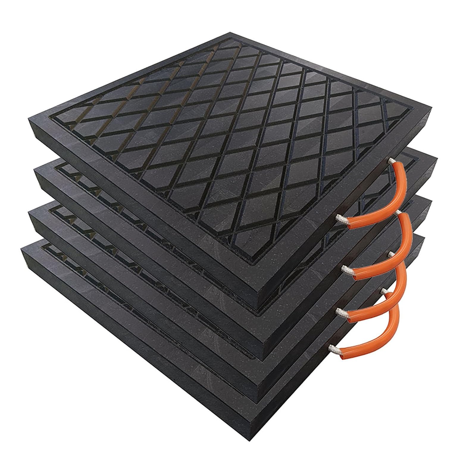 12x12 16x16 20x20 24x24 Crane Outrigger Pads, Commercial Portable Load Bearing Mats Rv Stabilizer Jack Pads, Stackable Heavy Lift Equipment or Jack Leg Support Boards(4 pcs,60x60x5cm/23.6x23.6x2in)