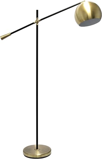 Elegant Designs Simple Designs LF1024-ABS Pivot Arm Floor Lamp, Antique Brass, 11"L x 37"W x 59"H
