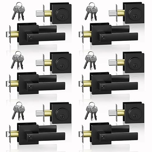 JO.KO 6 Pack Keyed Entry Door Handle and Single Cylinder