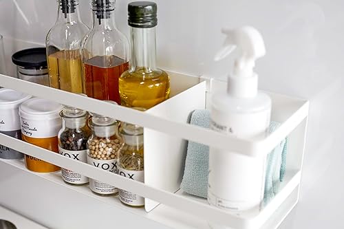 Miniatura 5 de YAMAZAKI Home Plate Imán Cesta de almacenamiento de cocina - Organizador de utensilios, soporte magnético - Acero -