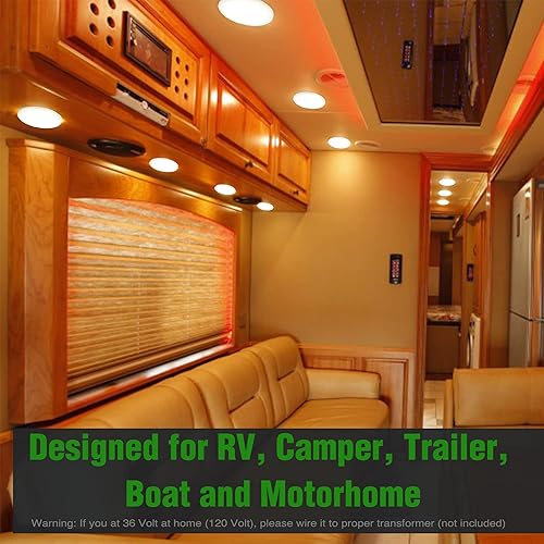 Miniatura 3 de Luz LED de techo de 3 pulgadas para caravana con interruptor regulable, lámpara de montaje en superficie de disco de 12 voltios CC, para caravana,