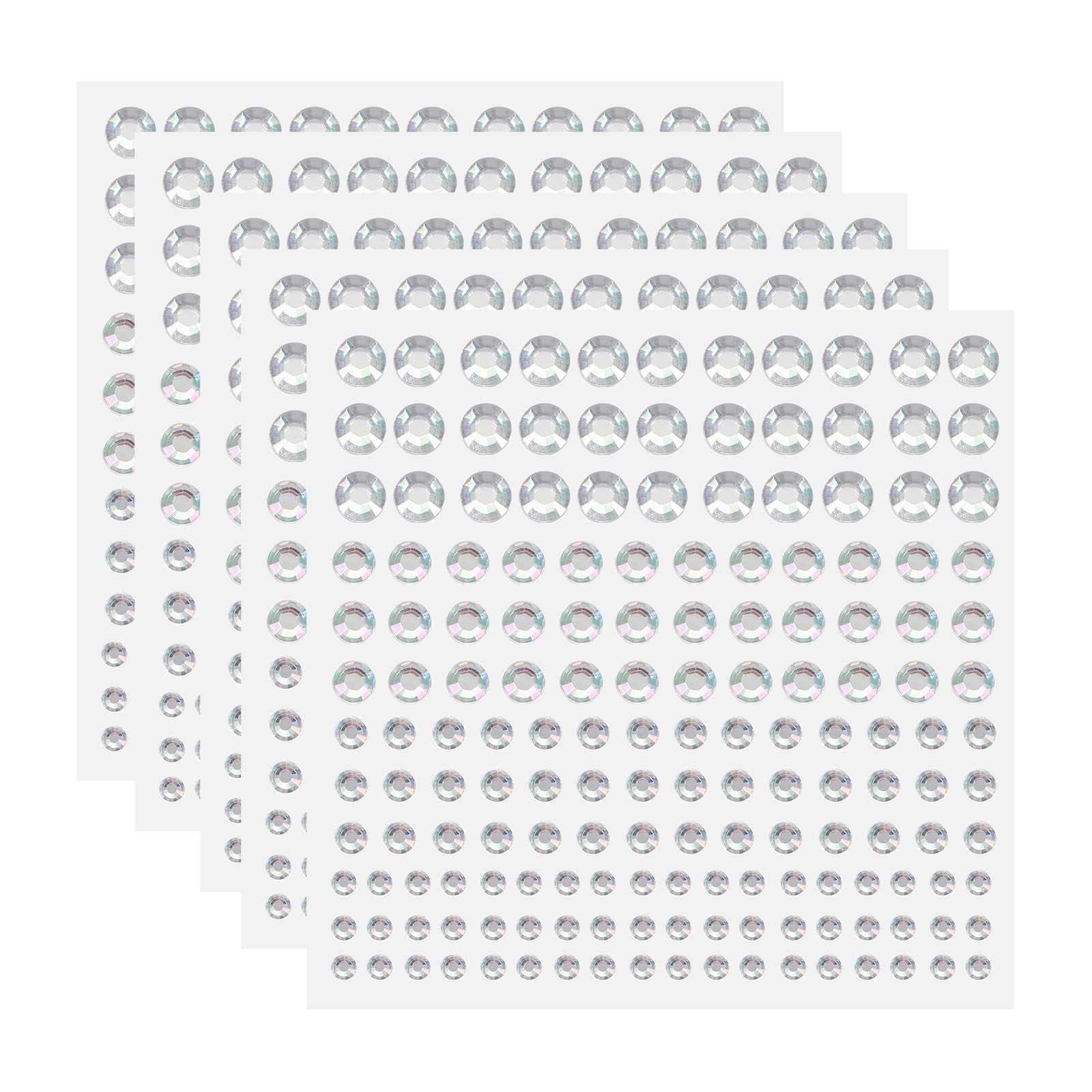 sourcing map 5 Sheet/825pcs Rhinestone Adhesive Stickers Self Adhesive Acrylic Gem Sticker 3/4/5/6mm Plastic Face Bling Gem Stones Jewel for Nail Art Craft Clothes DIY Makeup, Laser — image 1