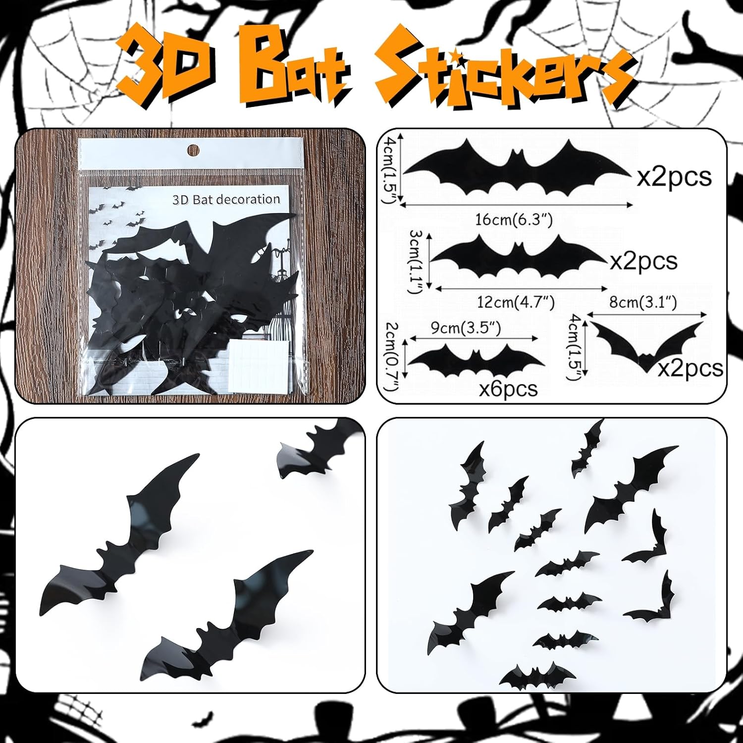 Bloody Scary Halloween Balloon Arch Kit,159Pcs Red Black White Bloody Handprints Balloon Garland with Eyeball Foil Balloons,3D Bat Stickers for Horror Movies Night Killer Birthday Party Decorations - Image 5