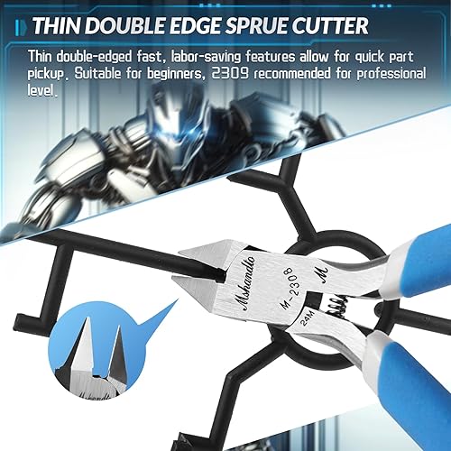 Miniatura 9 de Pinzas de modelo, pinzas Gundam ultra finas de una sola hoja de 4.7 pulgadas, pinzas de pasatiempos para cortador de bebedero, kit de pinzas modelo