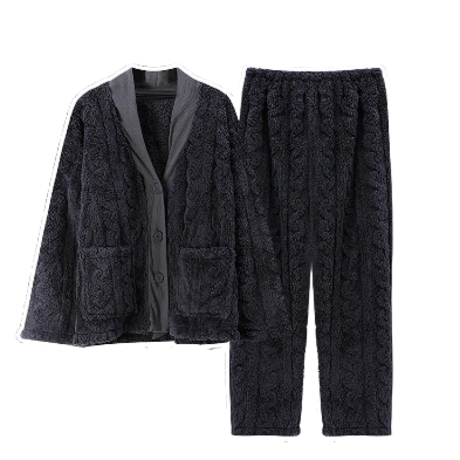Pyjama en flanelle pour femme anti-froid en polaire corail et veste velours XL