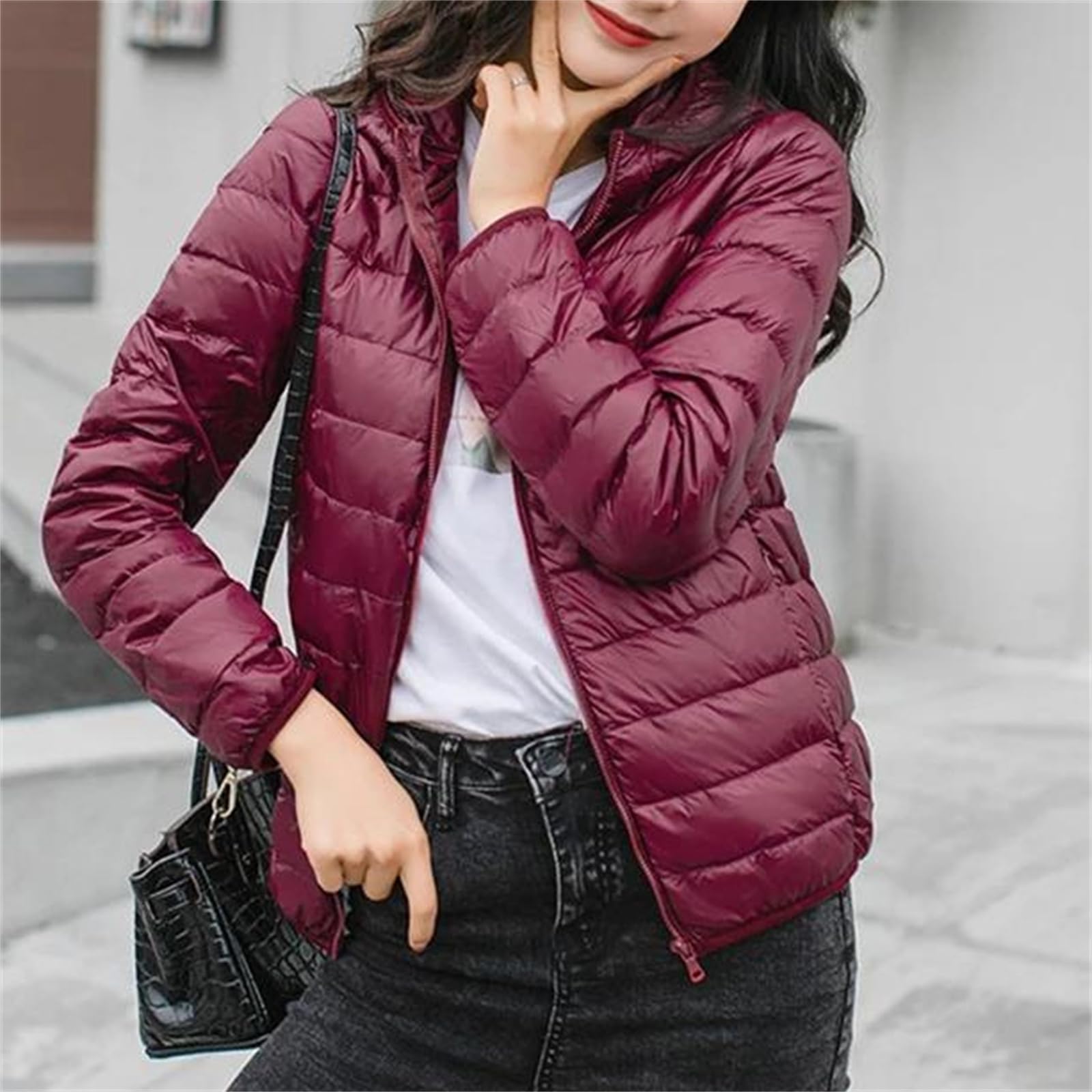 Chaqueta De Plumón De Pato Ligera Para Mujer - Abrigo De Plumas Con Capucha De Invierno Cálido, Tela Acolchada Para Mujer Para Niñas