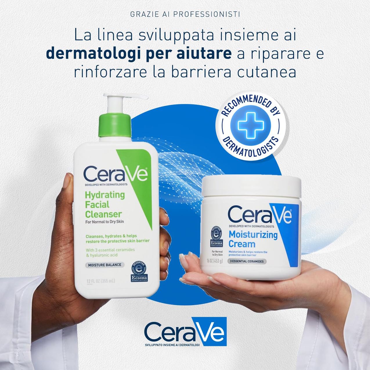 CeraVe Kit Skincare Viso, Detergente Idratante, Per Pelli da Normali a Secche, Con Acido Ialuronico, 236 ml + SPF 30, 52 ml