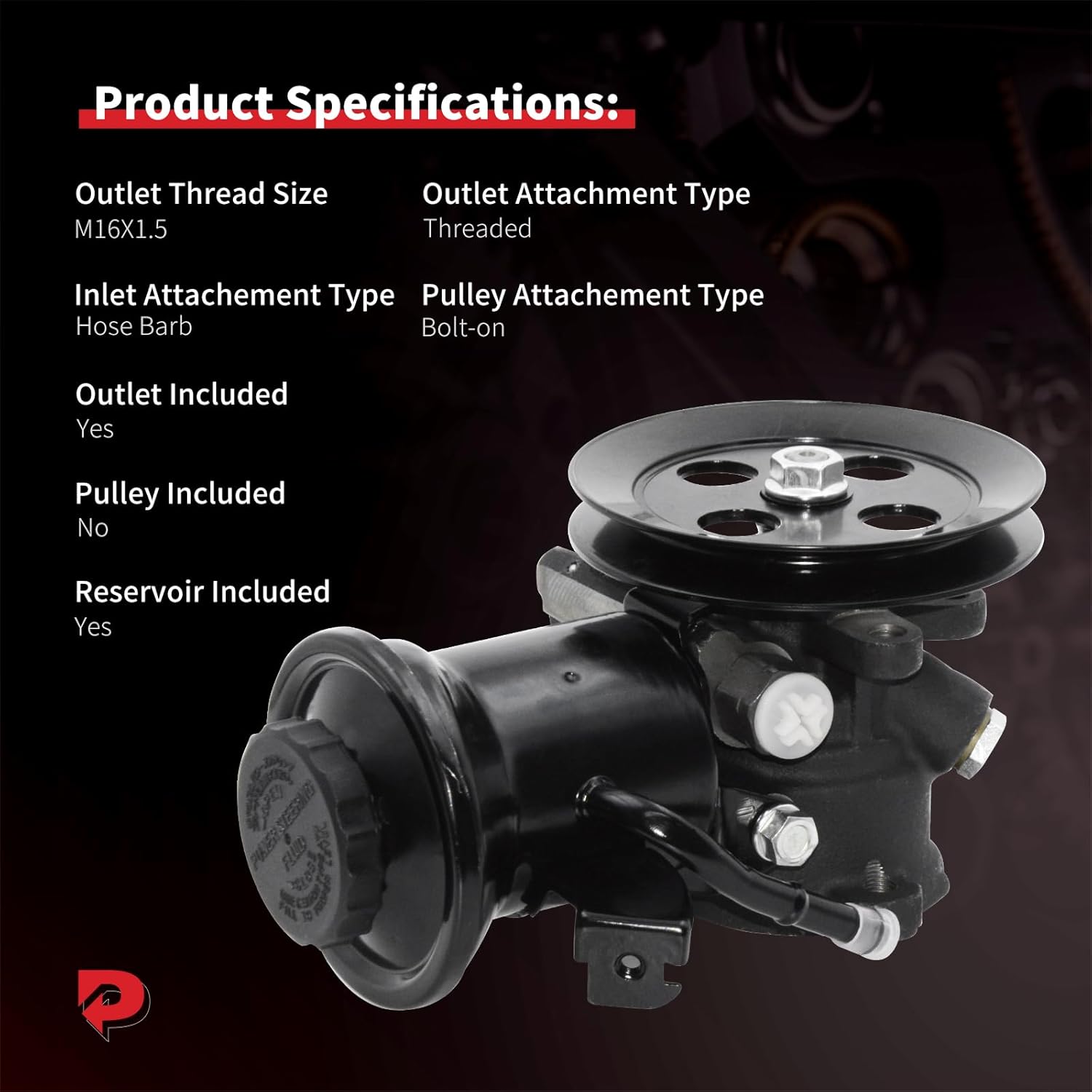 PHOBOOS Power Steering Pump Compatible with Toyota 4Runner/Pickup (Hilux) 1988(Built before 12/1987), 1989-1995, V6 3.0L, with Outlet & Reservoir, Smooth Steering, High Durability, Ref. 21-5844