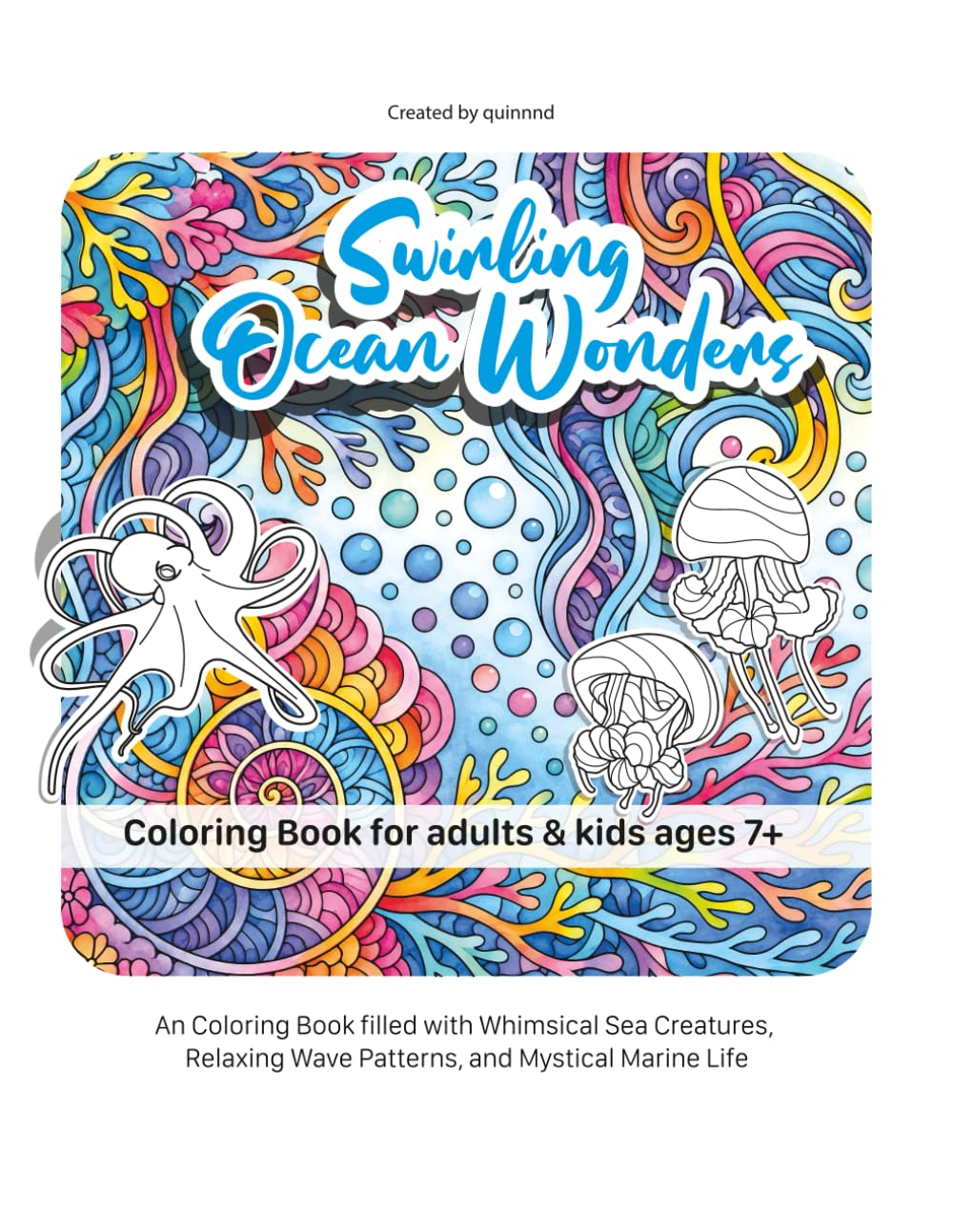 swirling ocean wonder: Intricate Sea Life Patterns for Relaxation and Stress Relief
