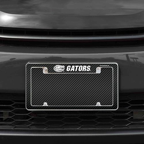 Miniatura 86 de Rico Industries NCAA Carbon Fiber 12" x 6" Chrome All Over Automotive License Plate Frame for Car/Truck/SUV