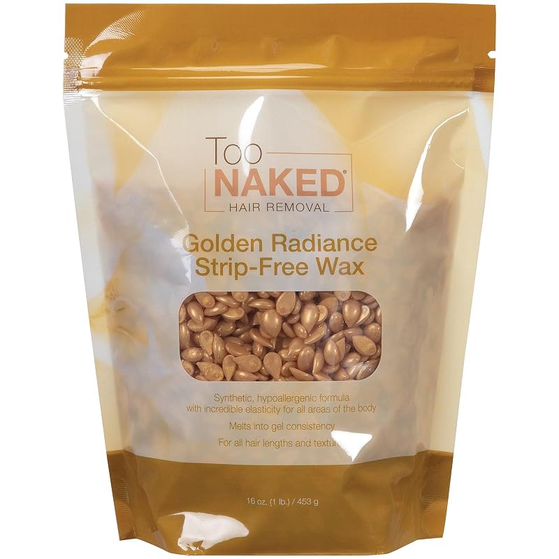 Cera depilatória sem folhas TOO NAKED HAIR REMOVAL Golden Radiance, consistência em gel, sem fragrância, pacote com aproximadamente 454 g
