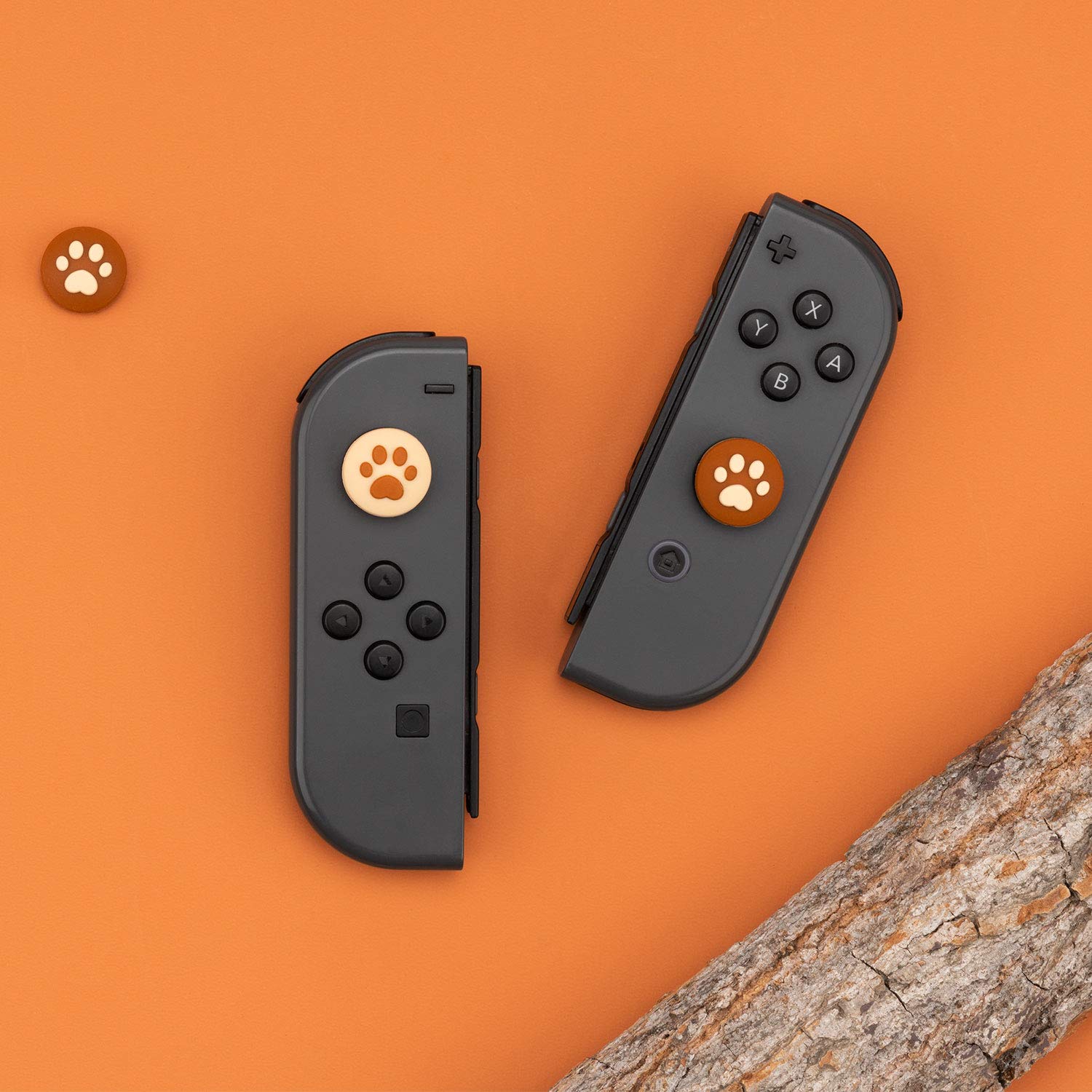 GeekShare 4PCS Silicone Cat Paw JoyCon Thumb Grip Set Joystick Caps Compatible with Switch / OLED / Switch Lite (Milk Tea Brown)