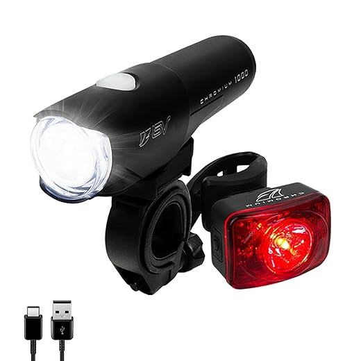 BV Chromium Super Bright (800 Lumens) USB Rechargeable Bike Headlight with Free Taillight| 2500mAh Lithium Battery | Water Resistant IP44 - Fits All Bicycles with Multiple Mounting Options