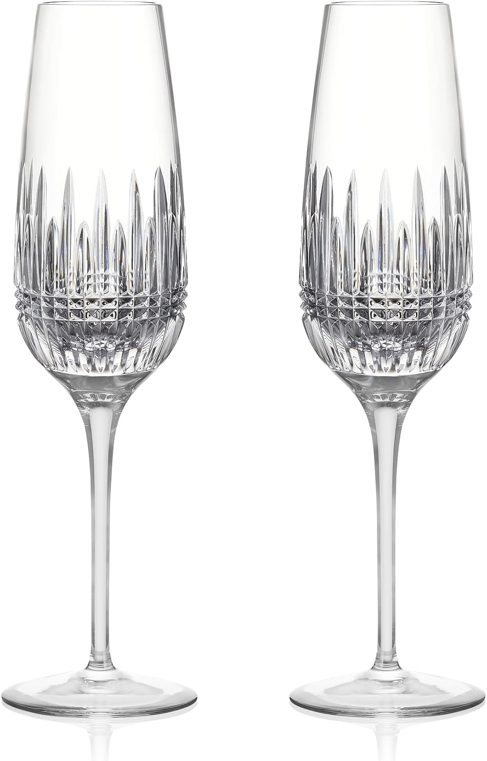 Radiant Diamond Essence 10.6" Crystal Champagne Flutes, Set of 2