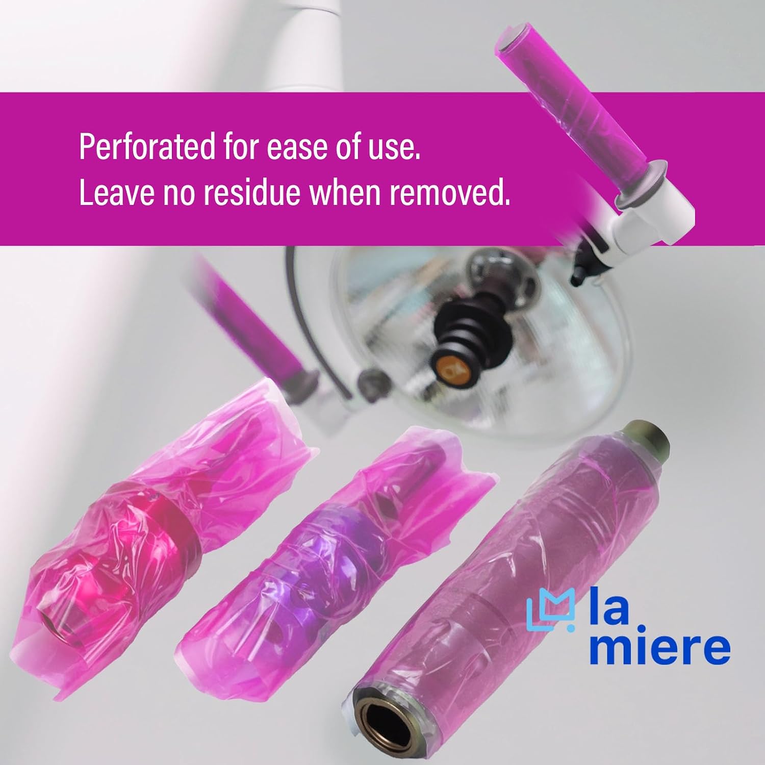 LA MIERE Pink Dental Barrier Film Roll 4"×6" – One-Sided Adhesive with Finger Lift Edge, Easy Peel No Residue, 1200 Perforated Sheets for Dental Tattoo