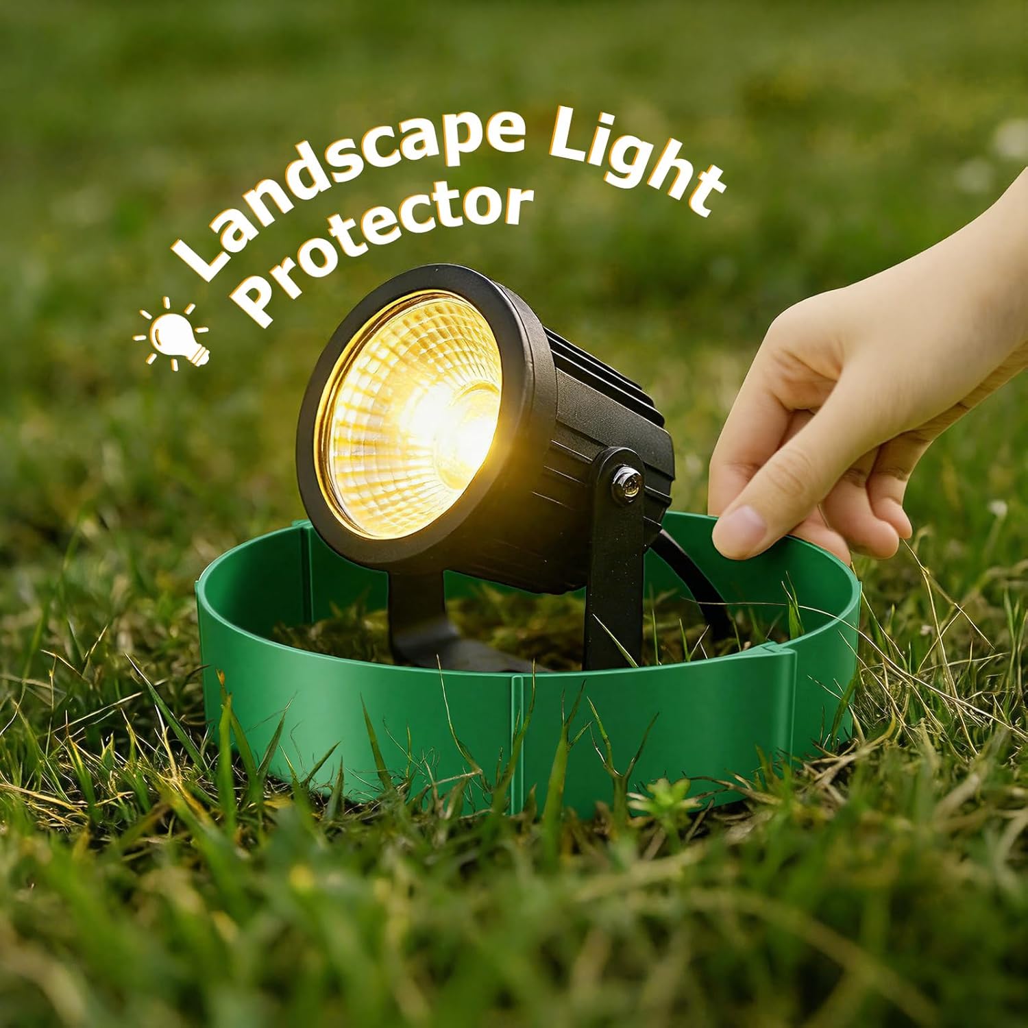 16 PCS Connectable Sprinkler Head Protector Rings, Lawn Light Guards, Plastic Landscape Light and Sprinkler Protectors to Help Reduce Damage from Mowers and Trimmers