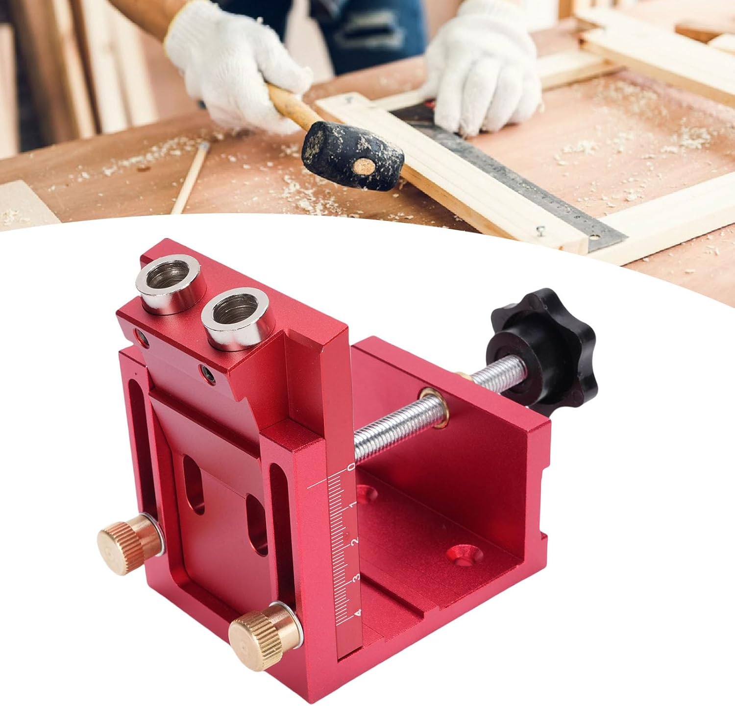 YWBL-WH 3 in 1 Pocket Hole Jig Kit, Aluminum Alloy Woodwork Guides for Accurate Drilling & Easy Adjustment for Furniture Making and Carpentry Projects