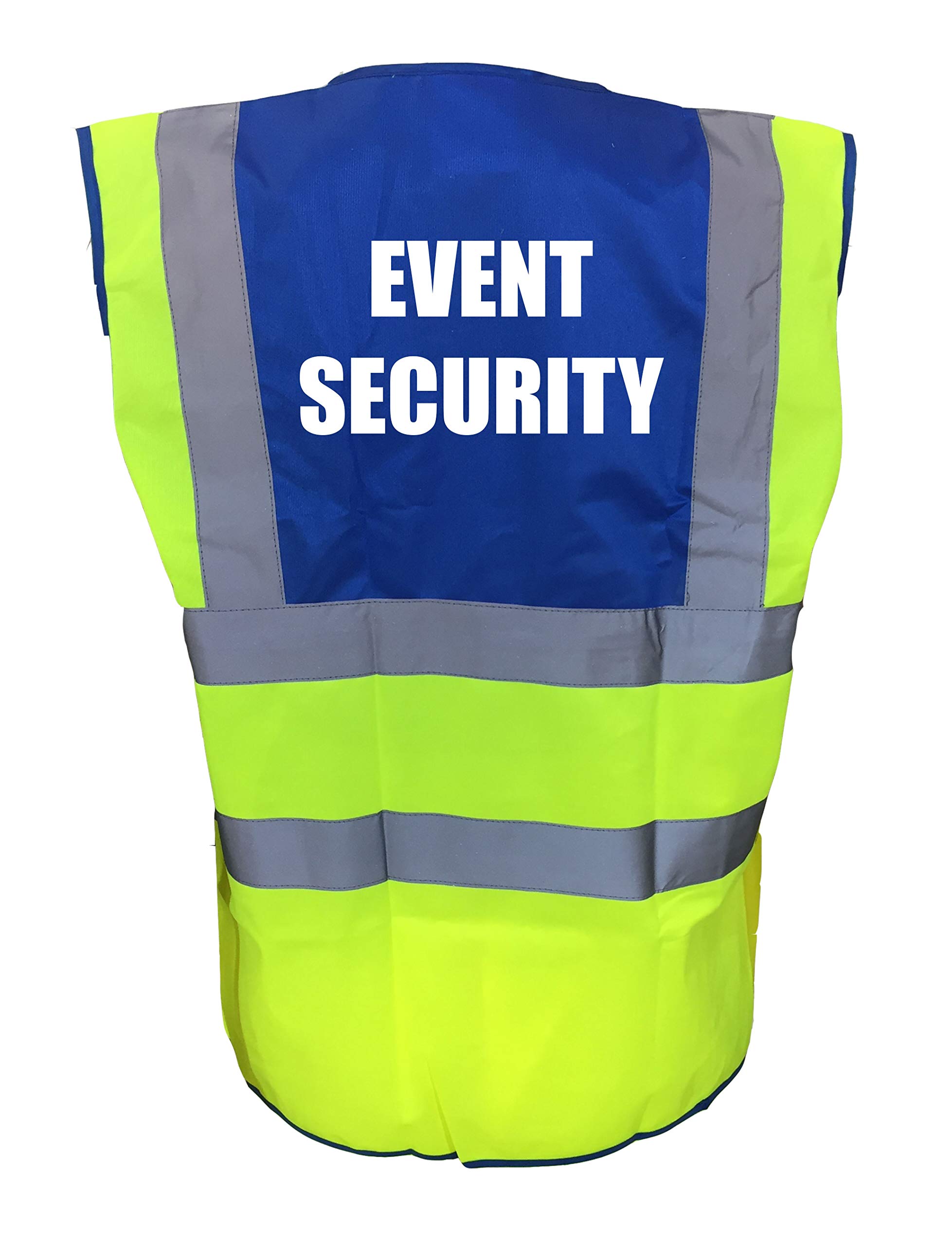 Brook Hi Vis Uk Unisex Yellow And Blue Event Security Printed Hi Vis Vest/Waistcoat, Security Officer, Security Car Parking, Doorman, Bouncer, Events, Xxxlarge