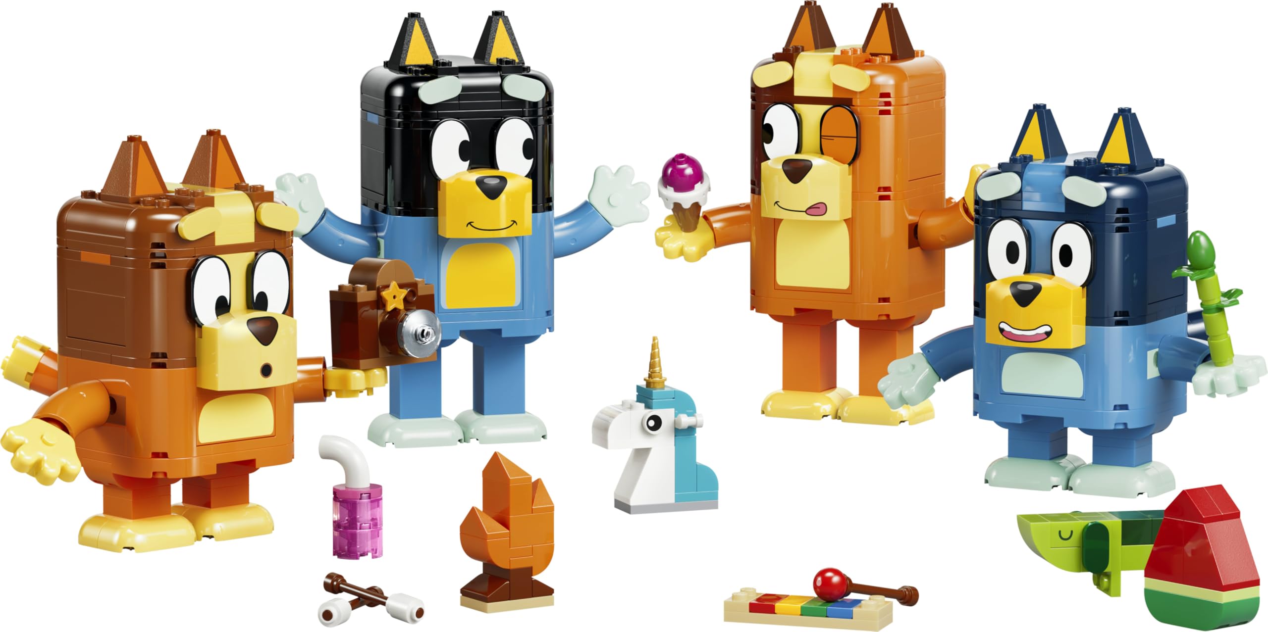 LEGO Bluey Familia de Bluey para Construir – Juego Educativo con 4 Figuras con Expresiones Que Cambian y Accesorios – Juguete Montessori – Regalo de Cumpleaños para Niñas y Niños de 5+ Años – 11217