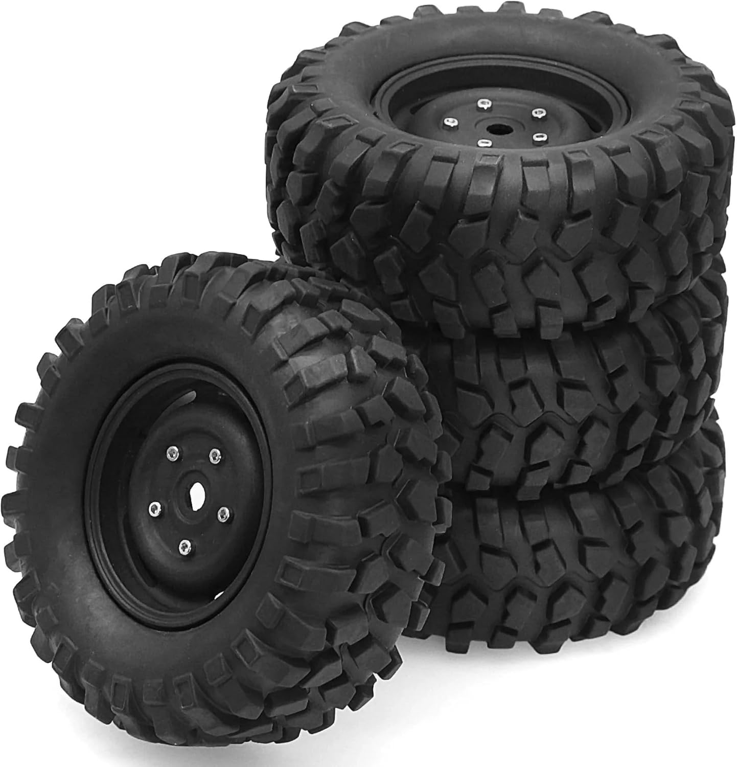 4Szt 95mm 1.9インチ ビードロックホイールリムタイヤセット 1/10 RC