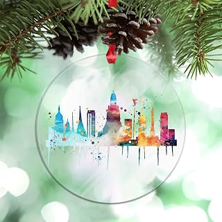 Thailand Skyline Christmas Ornament 2024 Bangkok Downtown Cityscape Christmas Decorations for Tree Acrylic Travel Country City Souvenir Novelty Gifts for Holiday Wedding Birthday