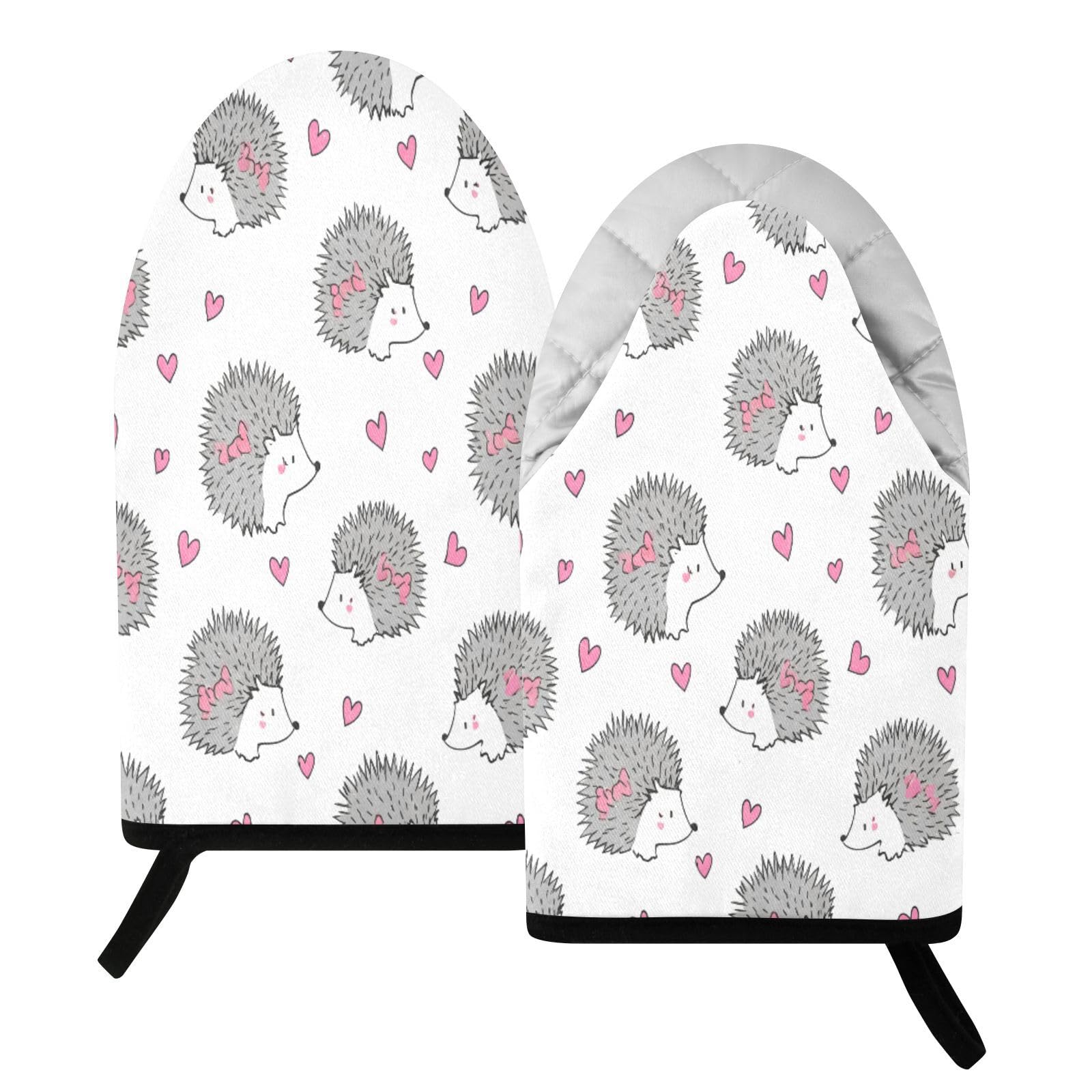 BURSTDDY Cartoon Hedgehog (2) Oven Mitt,Heat Resistant Kitchen Mitts for Cooking