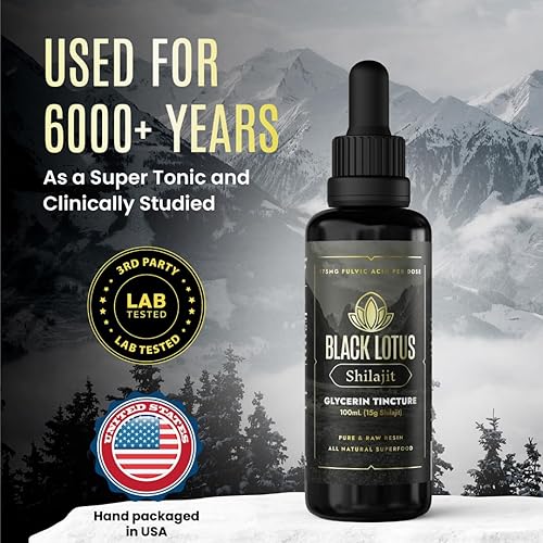 Miniatura 9 de Black Lotus Pure Shilajit - Tintura líquida de resina Shilajit, 3.4 fl oz, 100 % Shilajit natural puro para hombres y mujeres con aminoácidos, 175