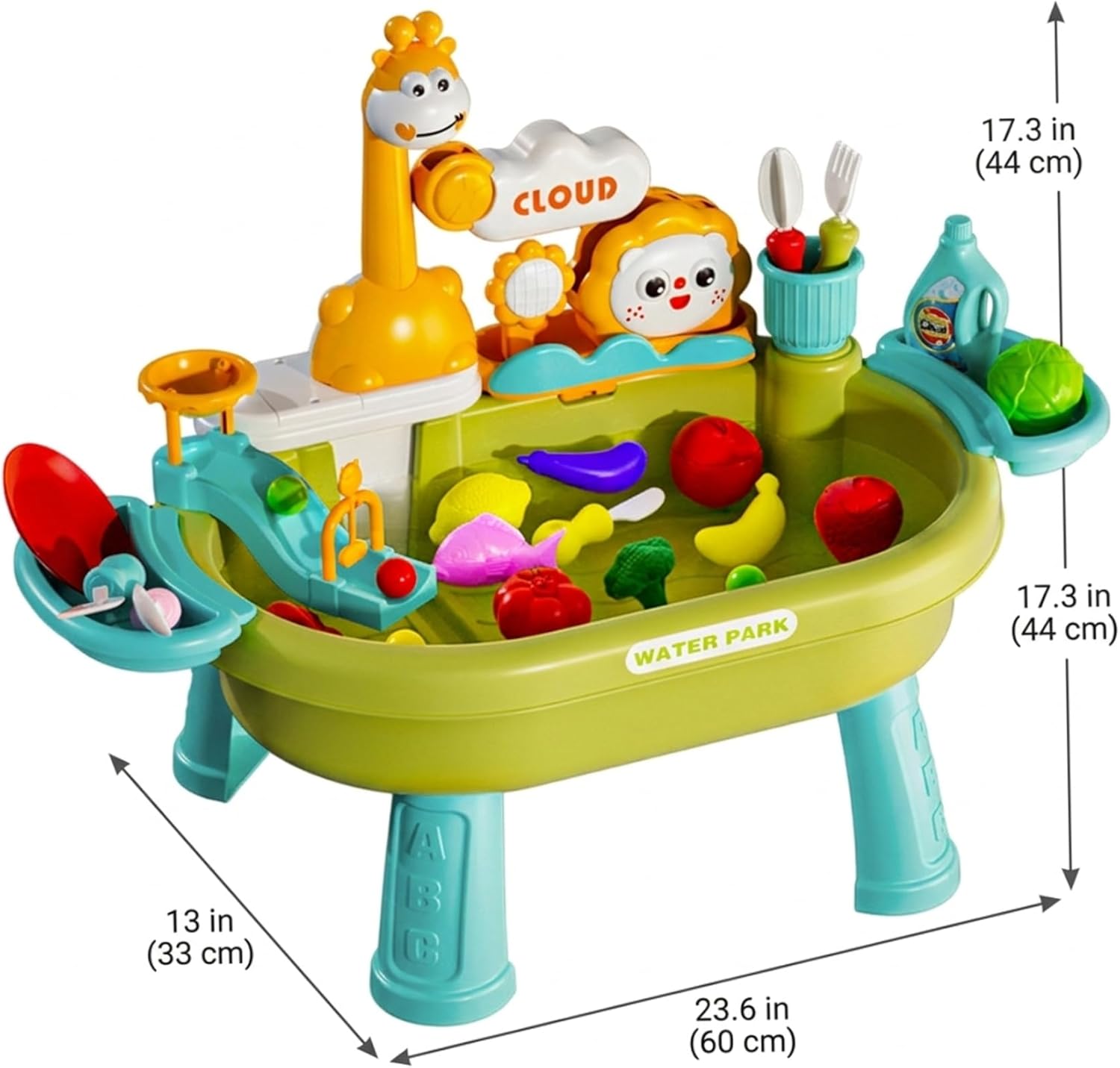 Toddler Water Table, Kids Water Play Table with Electric Pump & Detachable Legs, Play Sink Toy for Outdoor Sensory Fun, Green, Décorations de fête