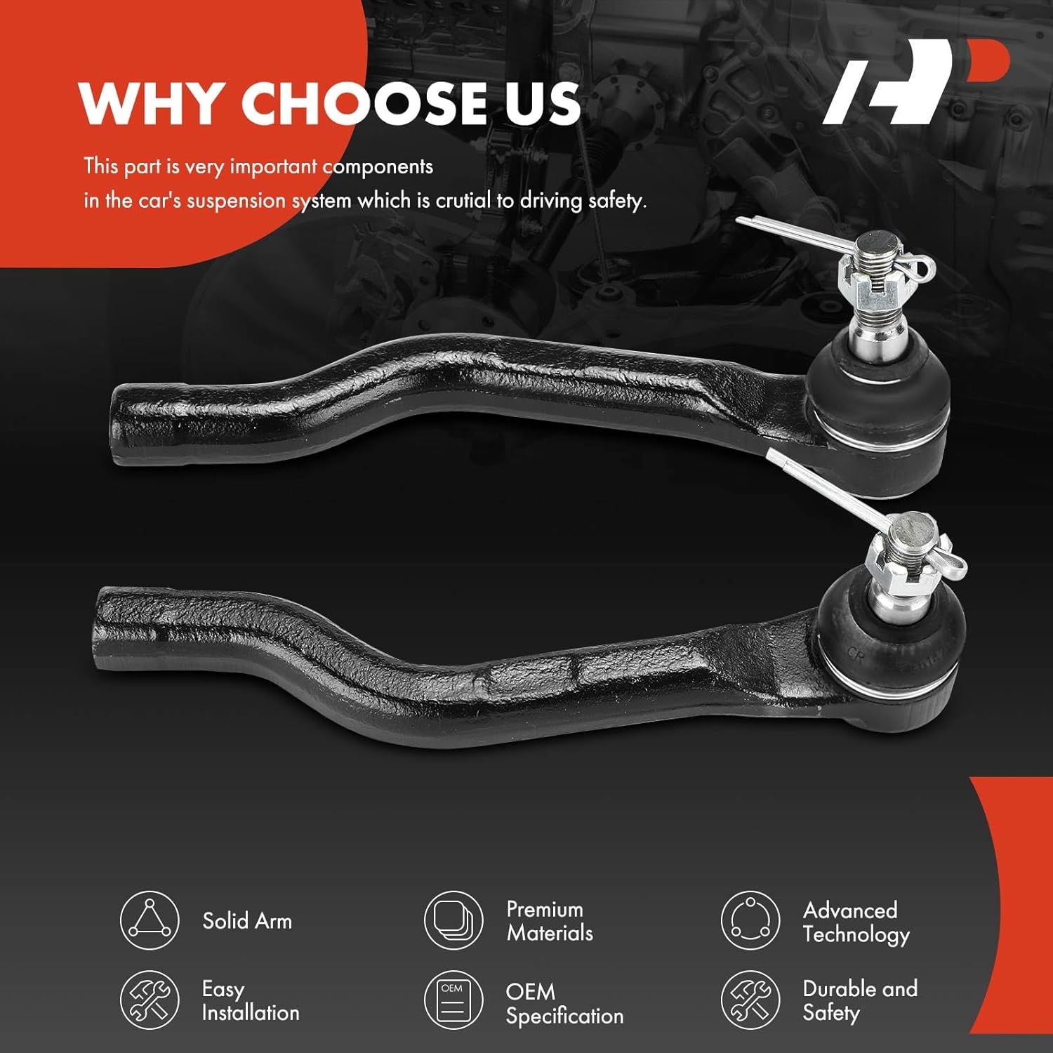 A-Premium 2 x Front Outer Tie Rod Ends, Compatible with Honda Accord 2013-2017 & Acura TLX 2015 2016 2017 2018 2019 2020