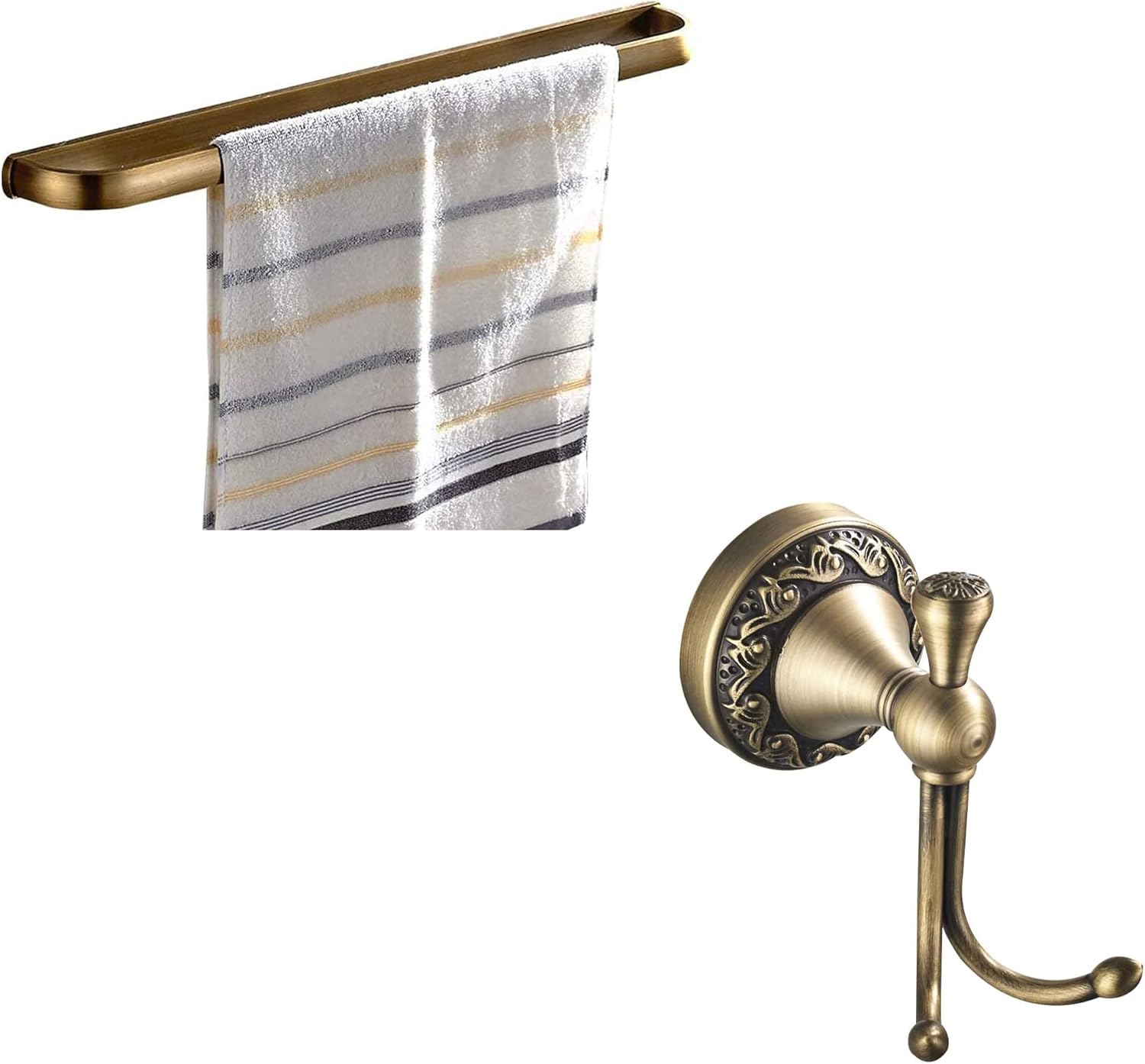 Leyden Brass Towel Bar, Bathroom Robe Hooks,Wall Mounted Bathroom Accessory