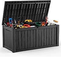 Vista 15 de DRATO Cajas de terraza, caja de almacenamiento al aire libre de 30 galones para cojín de patio, herramientas de jardín, impermeable y resistente a
