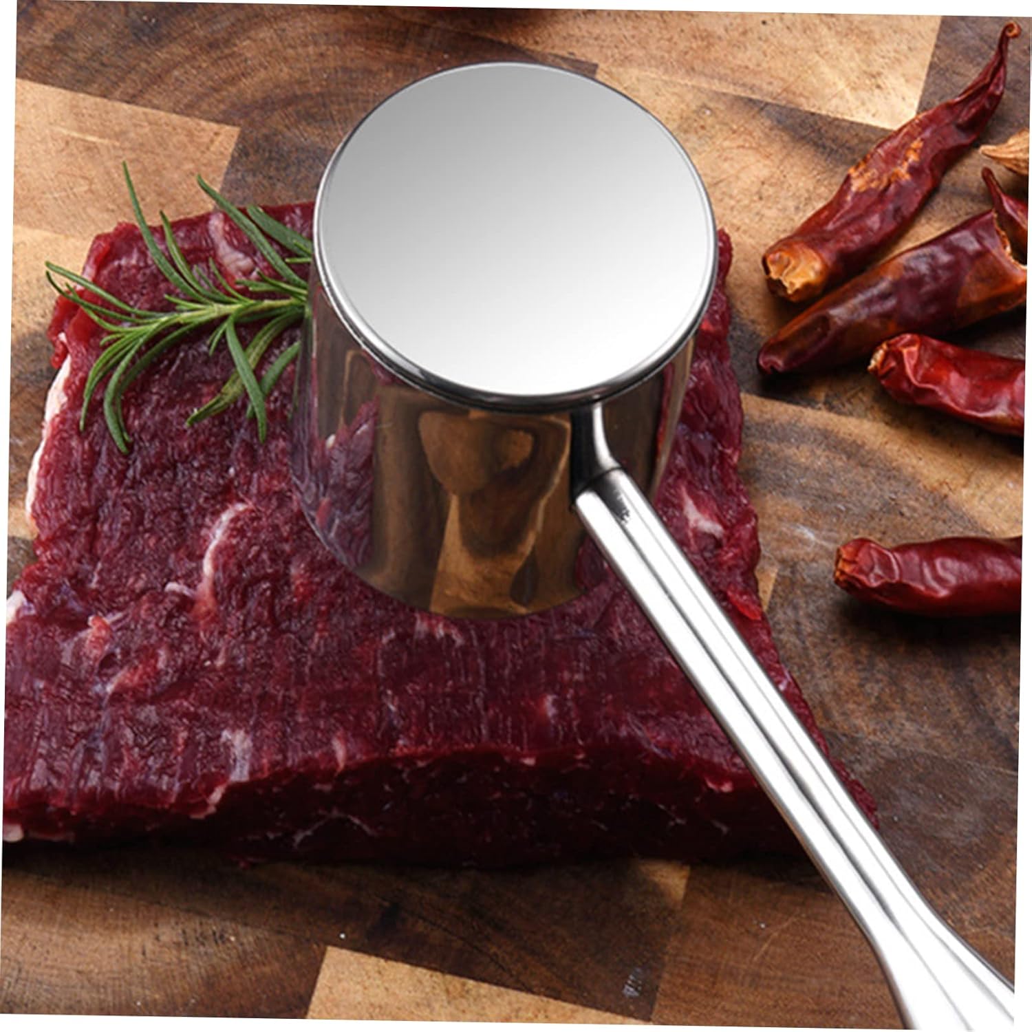Zerodeko Professional Meat Tenderizer Mallet Stainless Steel Hammer for Beef Chicken Steak and Pork Heavy Duty Kitchen Tool for Tenderizing Meat with Surface Tips Easy Storage Design